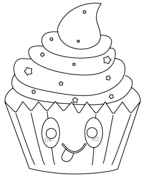 Tongue out cupcake coloring book